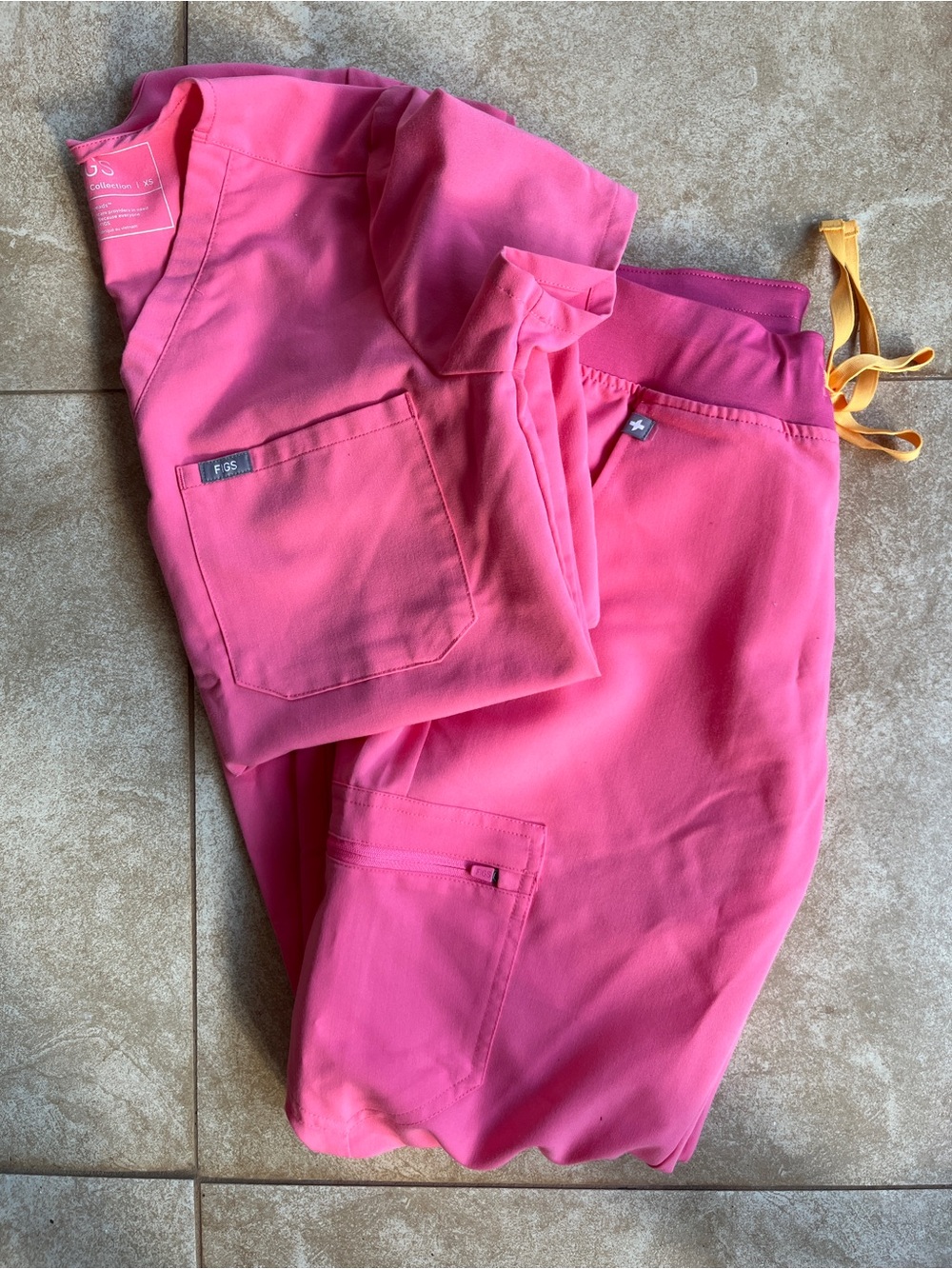figs scrubs set neon pink women’s